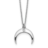 Sterling Silver Rhodium-plated CZ Moon Necklace